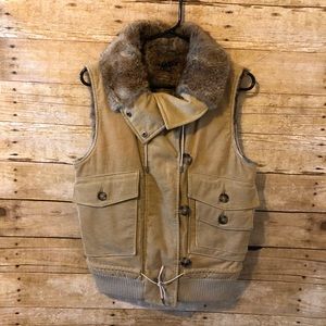 Theory Heaton F retro corduroy rabbit fur vest
